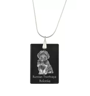 Bolonka, Russian Tsvetnaya Bolonka - Crystal pendant with dog, silver necklace with photo, personalised pendant by Art-Dog brand