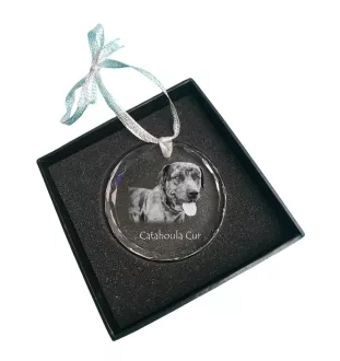 Catahoula Leopard Dog, Catahoula Cur - Kristallkugel mit Foto, Hundebild im Kristall, personalisierter Christbaumschmuck von Art-Dog.