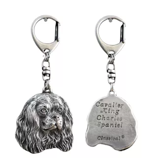 Cavalier King Charles Spaniel - Porte-clés argenté avec chien, décoration de sac à main, pendentif de sac à dos par la marque Art-Dog