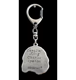 Cavalier King Charles Spaniel - Versilberter Schlüsselanhänger mit Hund, Handtaschen-Dekoration, Rucksack-Anhänger der Marke Art-Dog