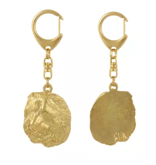 Berger du Caucase - Porte-clés doré avec chien dans boîte cadeau, décoration de sac à main, accessoire de luxe de la marque Art-Dog