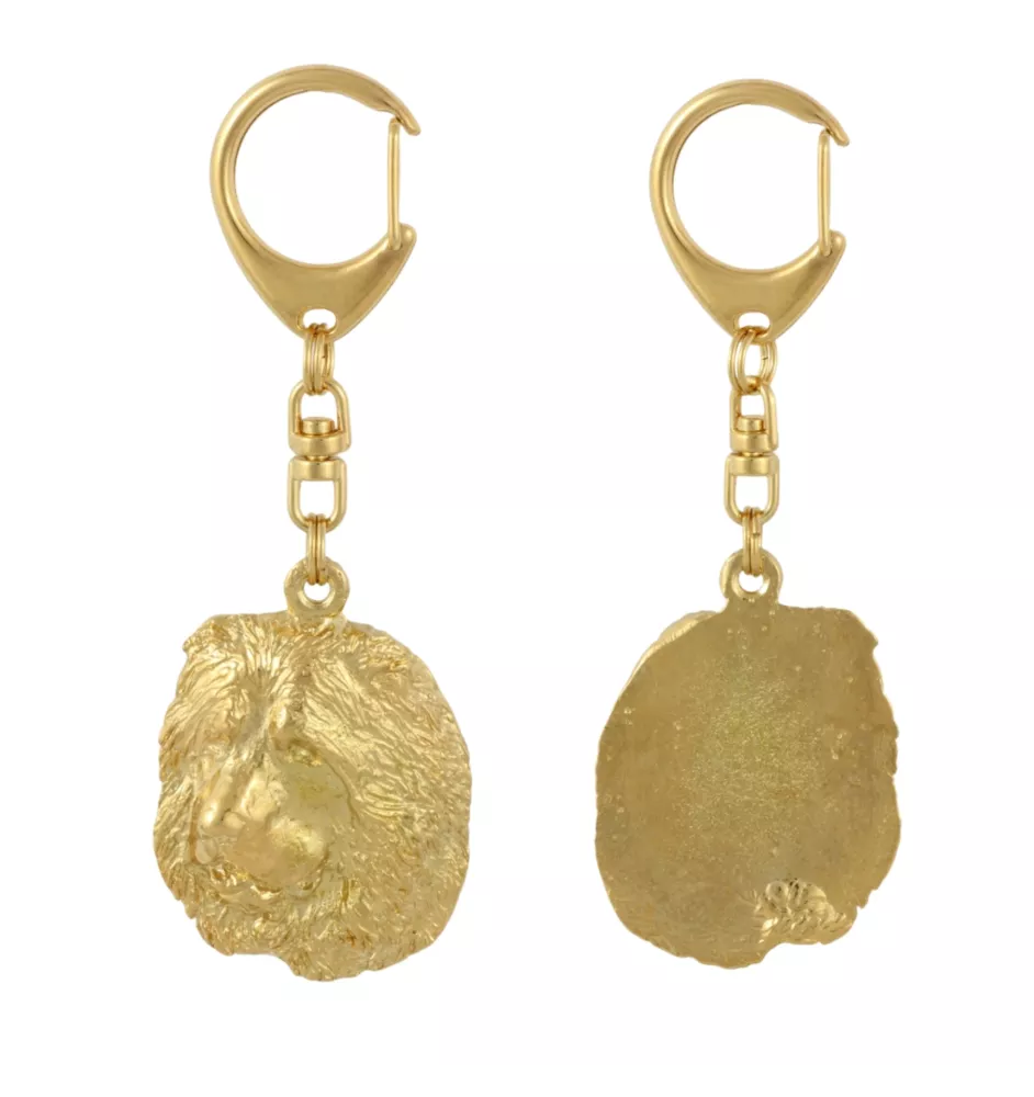 Berger du Caucase - Porte-clés doré avec chien dans boîte cadeau, décoration de sac à main, accessoire de luxe de la marque Art-Dog