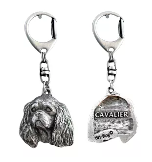 Cavalier King Charles Spaniel I - Versilberter Schlüsselanhänger mit Hund, Handtaschen-Dekoration, Rucksack-Anhänger der Marke Art-Dog