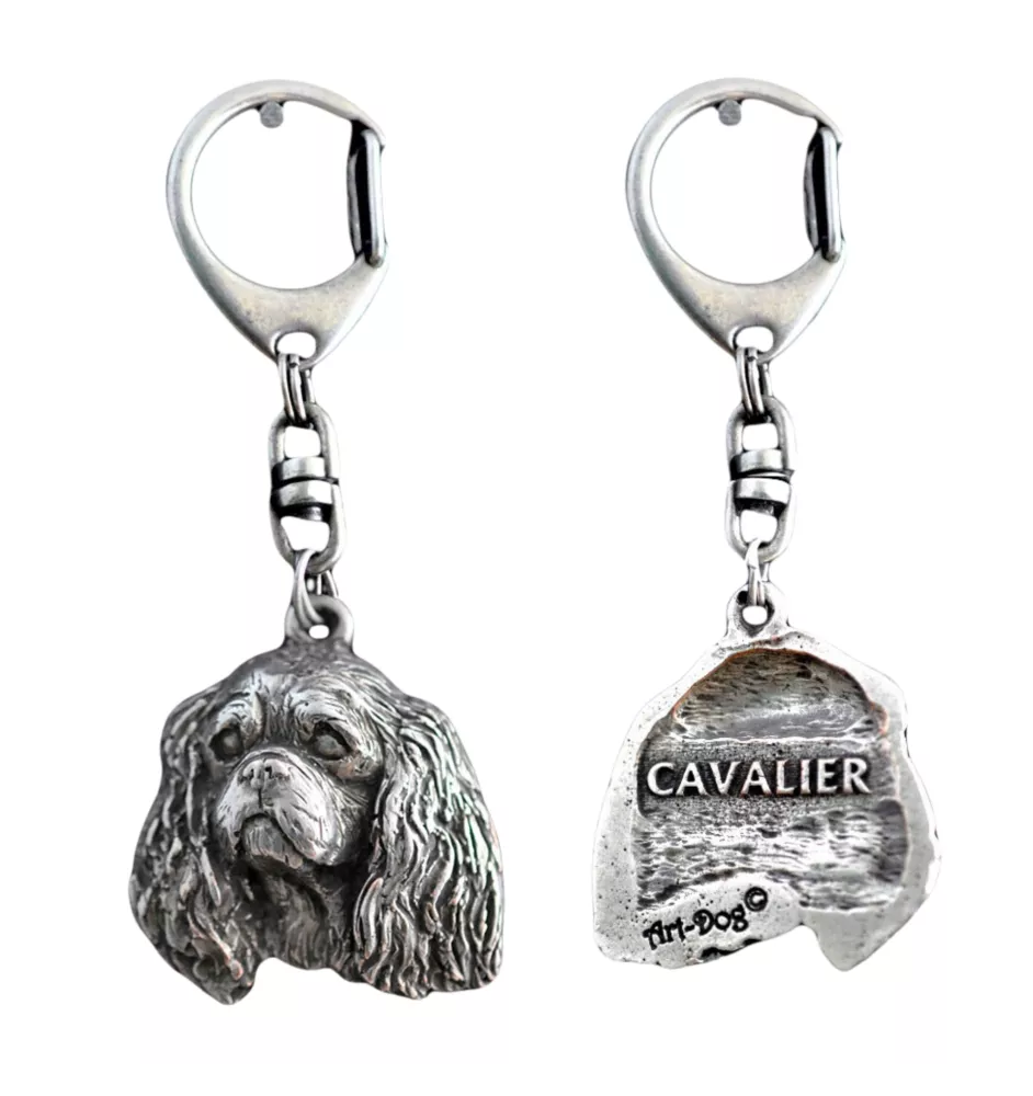 Cavalier King Charles Spaniel I - Versilberter Schlüsselanhänger mit Hund, Handtaschen-Dekoration, Rucksack-Anhänger der Marke Art-Dog