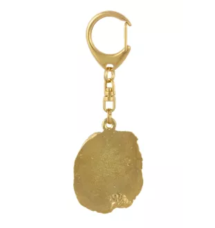 Caucasian Shepherd Dog, Caucasian Ovcharka - Gilded key ring with dog in gift box, handbag decoration, luxury accessory by Art-Dog brand