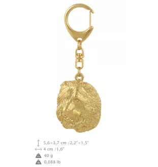 Caucasian Shepherd Dog, Caucasian Ovcharka - Gilded key ring with dog in gift box, handbag decoration, luxury accessory by Art-Dog brand