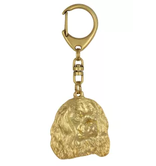Cavalier King Charles Spaniel - Gilded key ring with dog, handbag decoration, luxury accessory by Art-Dog brand