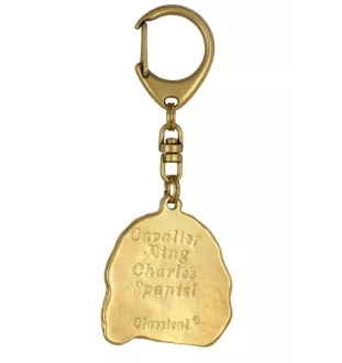 Cavalier King Charles Spaniel - Gilded key ring with dog, handbag decoration, luxury accessory by Art-Dog brand