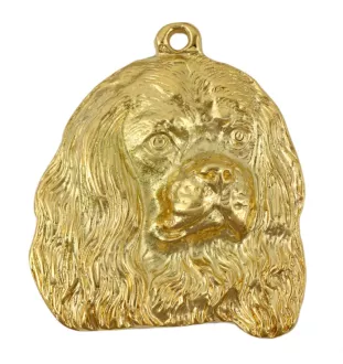 Cavalier King Charles Spaniel - Gilded key ring with dog in gift box, handbag decoration, luxury accessory by Art-Dog brand