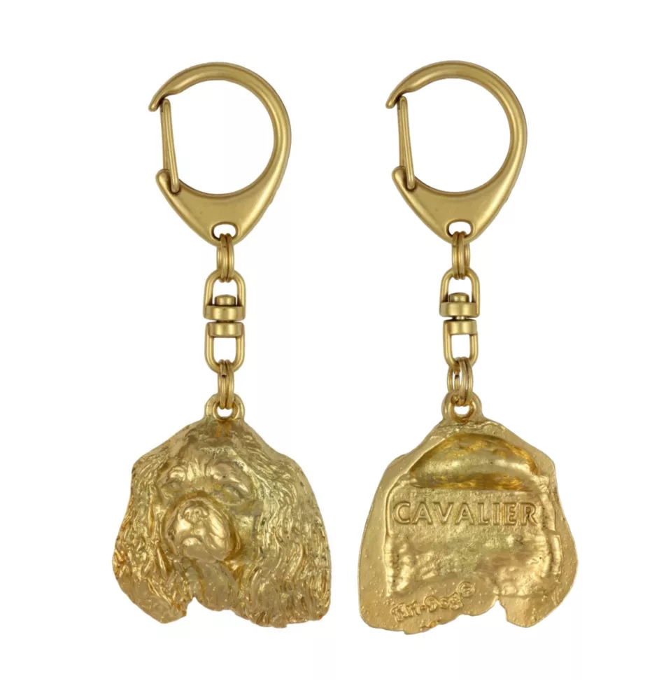 Cavalier King Charles Spaniel I - Gilded key ring with dog in gift box, handbag decoration, luxury accessory by Art-Dog brand