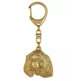 Cavalier King Charles Spaniel I - Porte-clés doré avec chien dans boîte cadeau, décoration de sac à main, accessoire de luxe de la marque Art-Dog