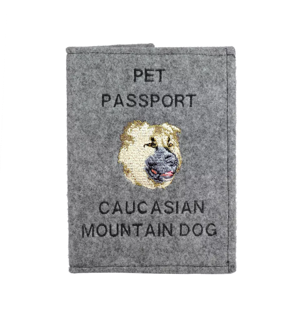 Caucasian Shepherd Dog, Caucasian Ovcharka - Dog passport case, document case, gift for the traveller from the Art-Dog brand
