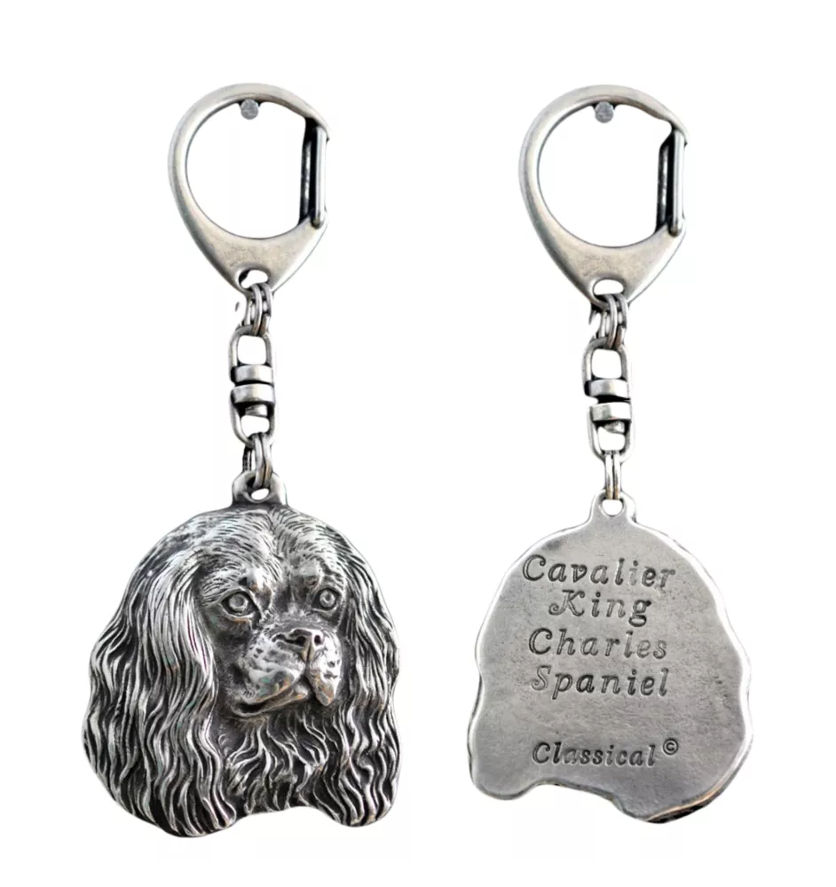 Cavalier King Charles Spaniel - Versilberter Schlüsselanhänger mit Hund in einer Geschenkbox, Handtaschenschmuck, Rucksackanhänger der Marke Art-Dog