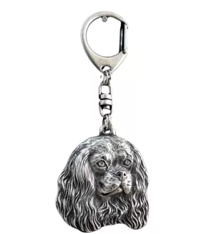 Cavalier King Charles Spaniel - Silver-plated key ring with a dog in a gift box, handbag decoration, backpack pendant by Art-Dog brand