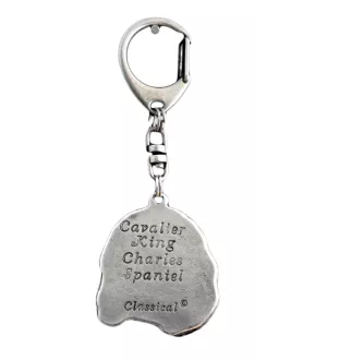 Cavalier King Charles Spaniel - Versilberter Schlüsselanhänger mit Hund in einer Geschenkbox, Handtaschenschmuck, Rucksackanhänger der Marke Art-Dog