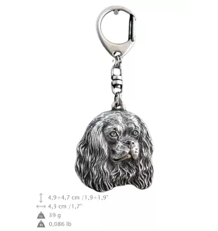 Cavalier King Charles Spaniel - Silver-plated key ring with a dog in a gift box, handbag decoration, backpack pendant by Art-Dog brand