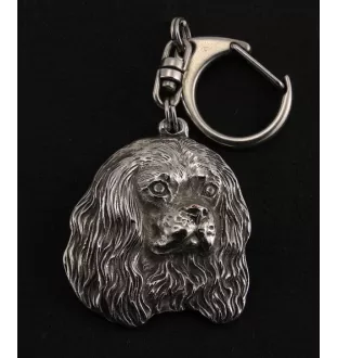Cavalier King Charles Spaniel - Silver-plated key ring with a dog in a gift box, handbag decoration, backpack pendant by Art-Dog brand