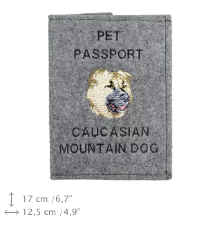 Caucasian Shepherd Dog, Caucasian Ovcharka - Dog passport case, document case, gift for the traveller from the Art-Dog brand