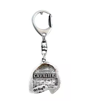 Cavalier King Charles Spaniel I - Versilberter Schlüsselanhänger mit Hund in einer Geschenkbox, Handtaschenschmuck, Rucksackanhänger der Marke Art-Dog