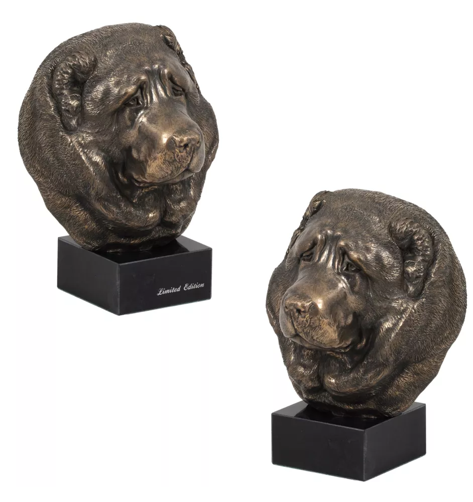 Kaukasischer Schäferhund, Kaukasischer Owtscharka - Hundestatue, Büste auf Steinsockel, Skulptur, Trophäe für Hundeausstellung der Marke Art-Dog