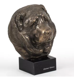 Kaukasischer Schäferhund, Kaukasischer Owtscharka - Hundestatue, Büste auf Steinsockel, Skulptur, Trophäe für Hundeausstellung der Marke Art-Dog