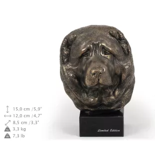 Kaukasischer Schäferhund, Kaukasischer Owtscharka - Hundestatue, Büste auf Steinsockel, Skulptur, Trophäe für Hundeausstellung der Marke Art-Dog
