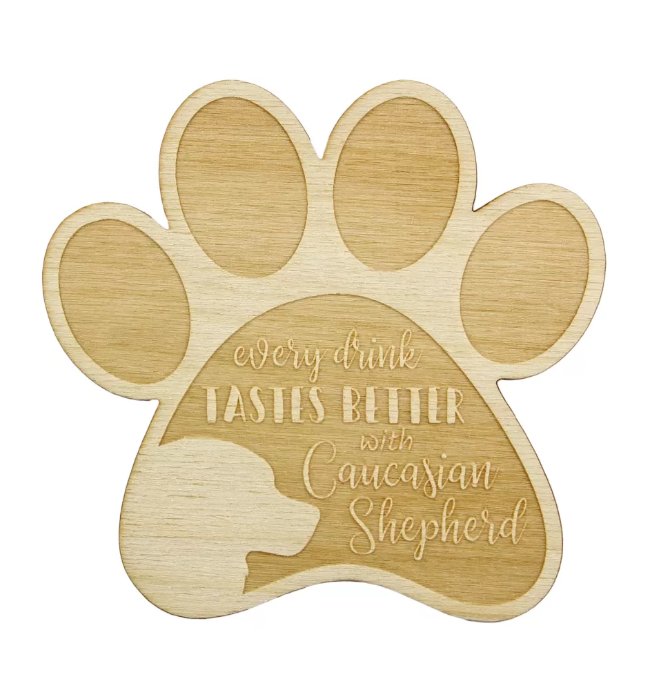 Caucasian Shepherd Dog, Caucasian Ovcharka - Mug coaster, engraved coaster with dog, gift for dog lover by Art-Dog brand