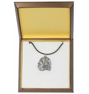 Cavalier King Charles Spaniel - Collier de chien dans une boîte cadeau, médaillon argenté pour fan de chien, pendentif remarquable de la marque Art-Dog