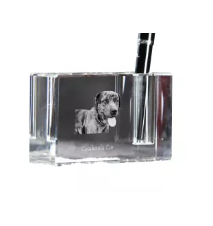Catahoula Leopard Dog, Catahoula Cur - Pen stand, crystal organiser with dog photo, unique desk decoration by Art-Dog brand