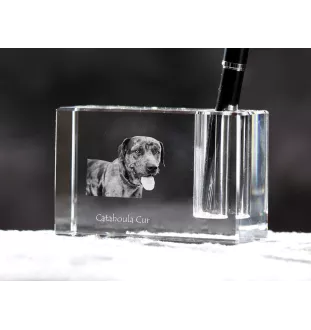 Chien léopard catahoula, Catahoula Leopard Dog - Porte-stylos, organiseur en cristal avec photo de chien, décoration de bureau unique par la marque Art-Dog