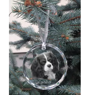 Cavalier King Charles Spaniel - crystal bauble with a photo, dog photo in crystal, personalized Christmas tree ornament by Art-Dog brand