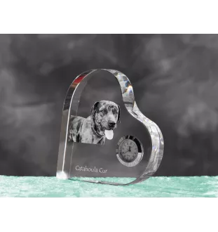 Catahoula Leopard Dog, Catahoula Cur - Kristalluhr mit einem Hundebild, Herzregal-Uhr, personalisierte Standuhr der Marke Art-Dog