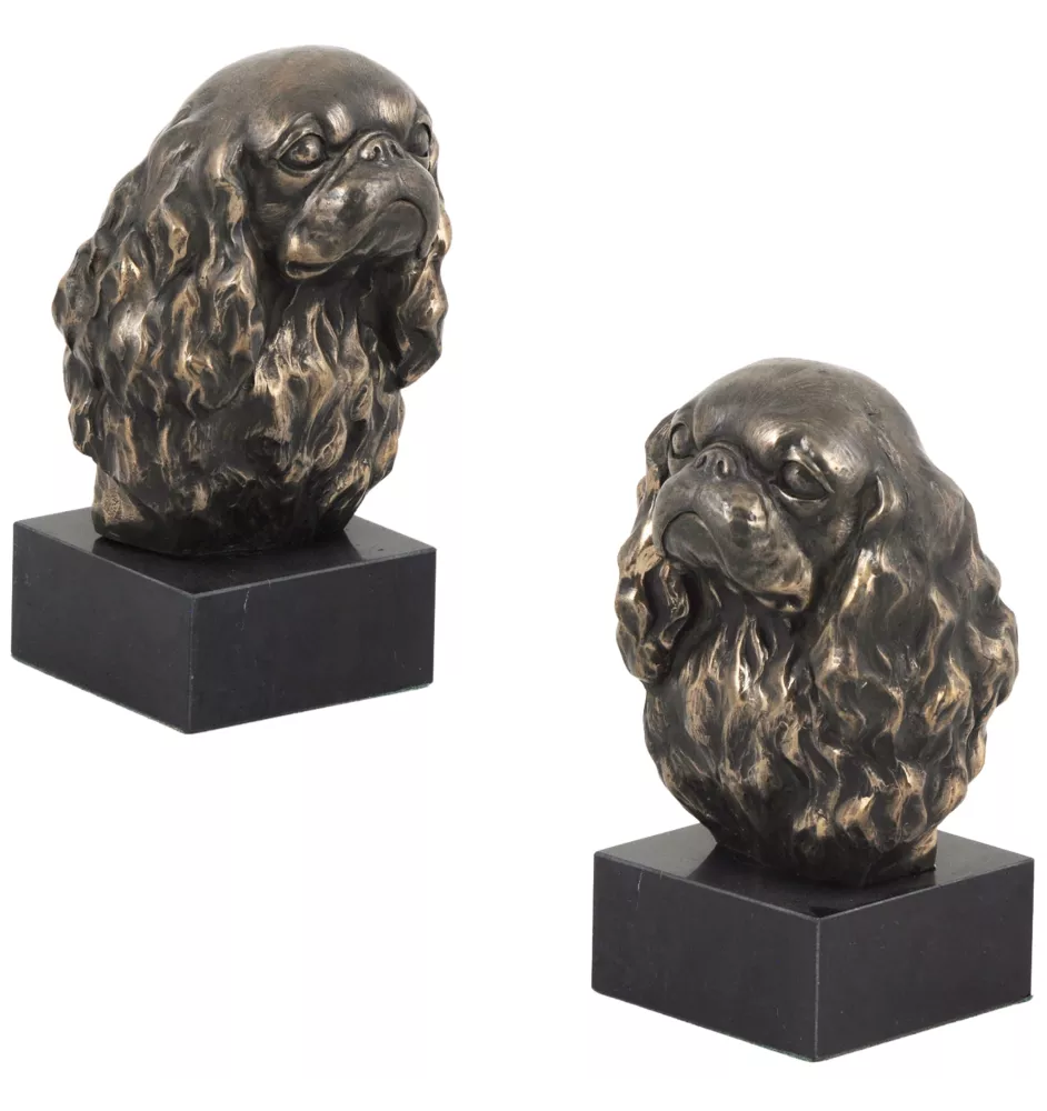 Cavalier King Charles Spaniel - Statue de chien, buste sur socle en pierre, sculpture, trophée pour exposition canine par la marque Art-Dog