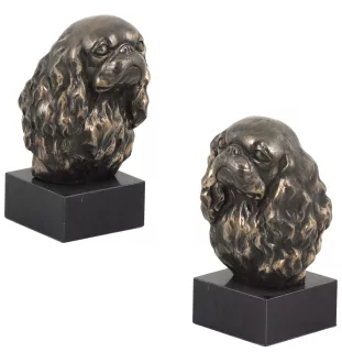 Cavalier King Charles Spaniel I - Statue de chien, buste sur socle en pierre, sculpture, trophée pour exposition canine par la marque Art-Dog