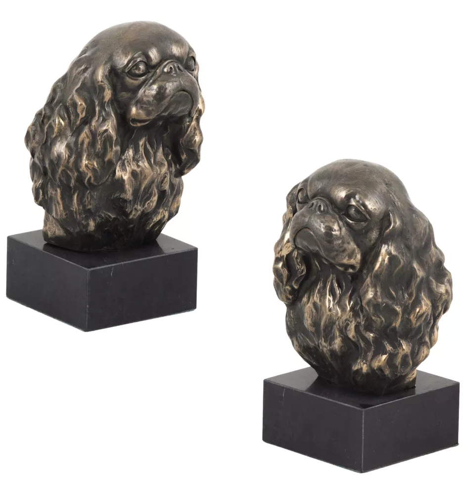 Cavalier King Charles Spaniel I - Statue de chien, buste sur socle en pierre, sculpture, trophée pour exposition canine par la marque Art-Dog