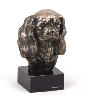 Cavalier King Charles Spaniel II - Statue de chien, buste sur socle en pierre, sculpture, trophée pour exposition canine par la marque Art-Dog