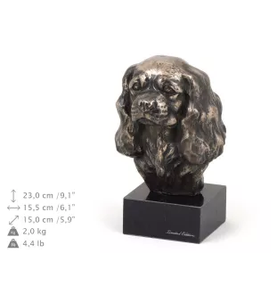 Cavalier King Charles Spaniel II - Statue de chien, buste sur socle en pierre, sculpture, trophée pour exposition canine par la marque Art-Dog
