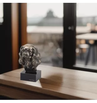 Cavalier King Charles Spaniel II - Hundestatue, Büste auf Steinsockel, Skulptur, Trophäe für Hundeausstellung der Marke Art-Dog