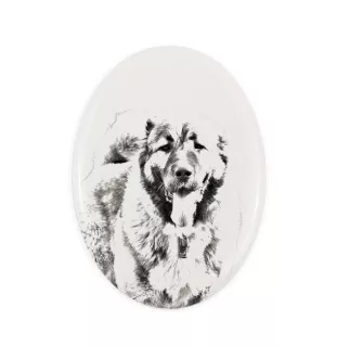 Caucasian Shepherd Dog, Caucasian Ovcharka - commemorative plaque with a photo of a dog, tombstone with a print, personalized oval plaque from the Art-Dog brand