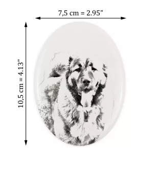 Caucasian Shepherd Dog, Caucasian Ovcharka - commemorative plaque with a photo of a dog, tombstone with a print, personalized oval plaque from the Art-Dog brand