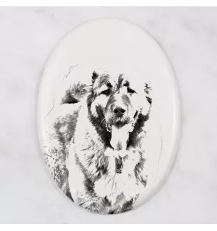 Caucasian Shepherd Dog, Caucasian Ovcharka - commemorative plaque with a photo of a dog, tombstone with a print, personalized oval plaque from the Art-Dog brand
