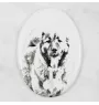 Caucasian Shepherd Dog, Caucasian Ovcharka - commemorative plaque with a photo of a dog, tombstone with a print, personalized oval plaque from the Art-Dog brand