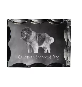 Kaukasischer Schäferhund, Kaukasischer Owtscharka - Kristall mit einem Hundebild, Glasstatuette mit einem Bild, einzigartiger Bilderrahmen der Marke Art-Dog