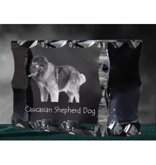 Kaukasischer Schäferhund, Kaukasischer Owtscharka - Kristall mit einem Hundebild, Glasstatuette mit einem Bild, einzigartiger Bilderrahmen der Marke Art-Dog