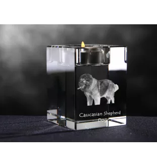 Caucasian Shepherd Dog, Caucasian Ovcharka - Candle holder with dog photo, crystal tealight holder, personalised gift by Art-Dog brand