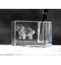 Kaukasischer Schäferhund, Kaukasischer Owtscharka - Stifthalter, Kristallorganizer mit Hundefoto, einzigartige Schreibtischdekoration der Marke Art-Dog