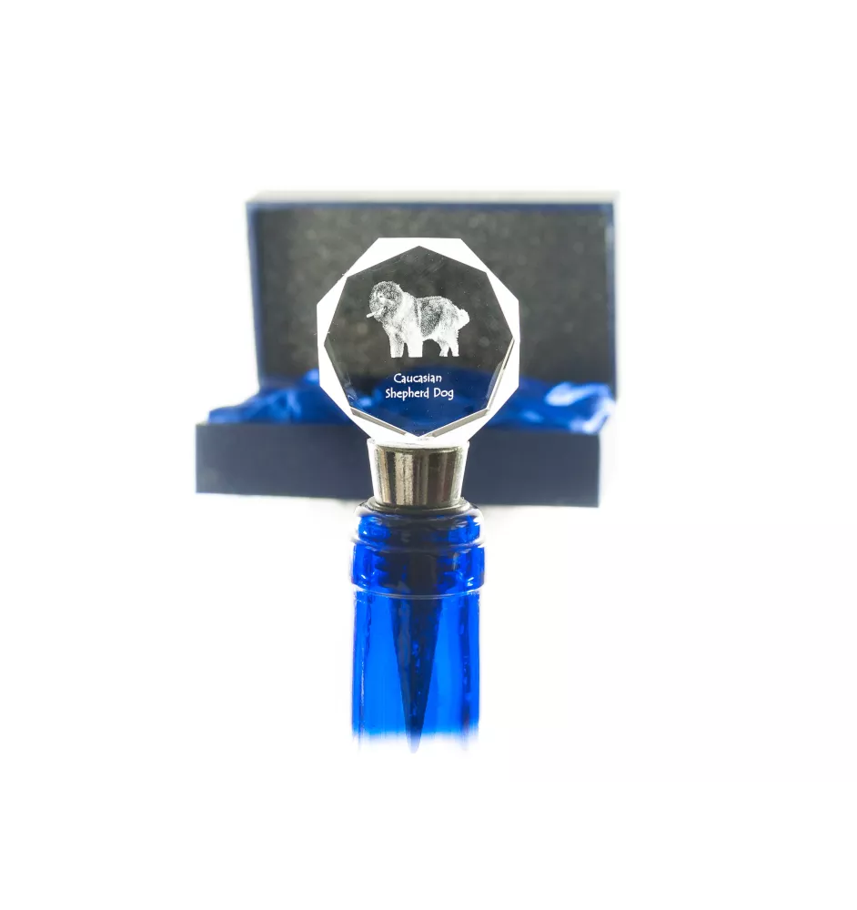 Caucasian Shepherd Dog, Caucasian Ovcharka - Bottle stopper, crystal wine stopper with photo, personalised gift for bartender by Art-Dog brand