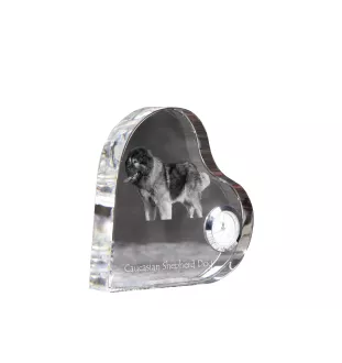 Caucasian Shepherd Dog, Caucasian Ovcharka - crystal clock with a dog picture, heart-shaped shelf clock, personalized standing clock by Art-Dog brand