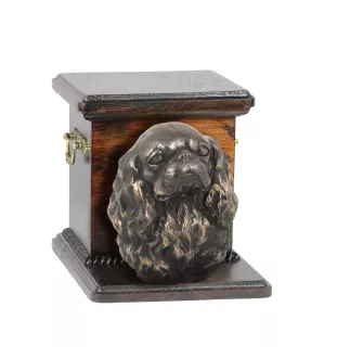 Cavalier King Charles Spaniel II - urn for dog ashes with a statuette, elegant urn for a dog, unique urn with a bust of a dog by Art-Dog brand