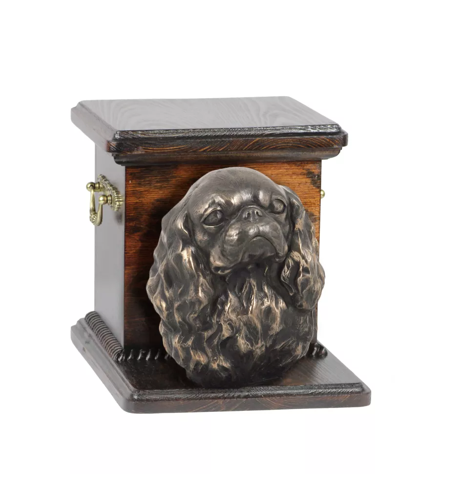 Cavalier King Charles Spaniel II - urn for dog ashes with a statuette, elegant urn for a dog, unique urn with a bust of a dog by Art-Dog brand